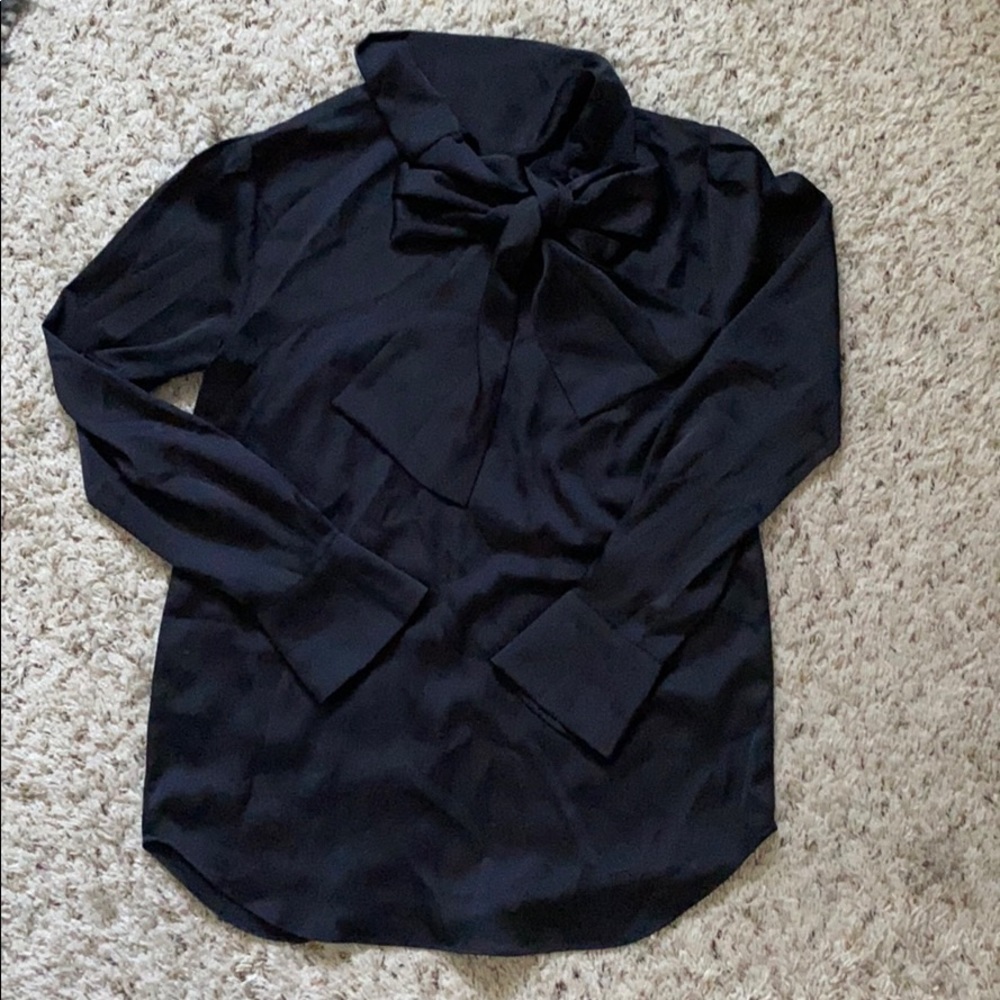 Ann Taylor black bow blouse XXSP